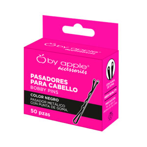 Pasador para cabello punta de goma, Negro, con 50 pz.